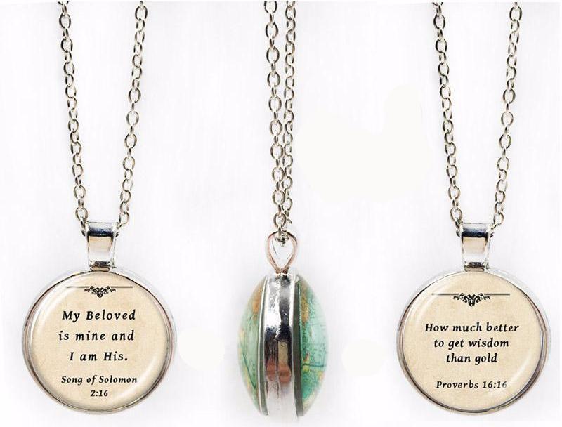 Double-Sided Dome Bible Verse Pendant Jewelry