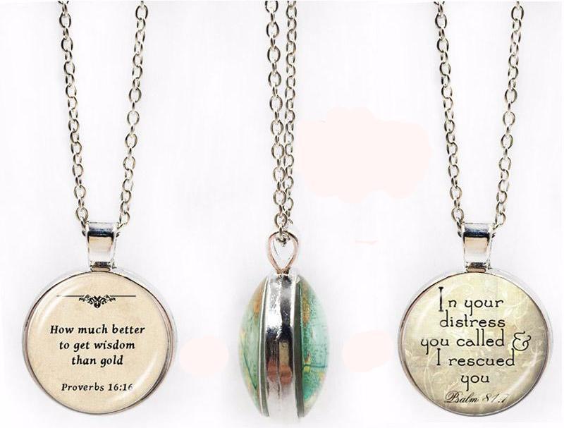 Double-Sided Dome Bible Verse Pendant Jewelry