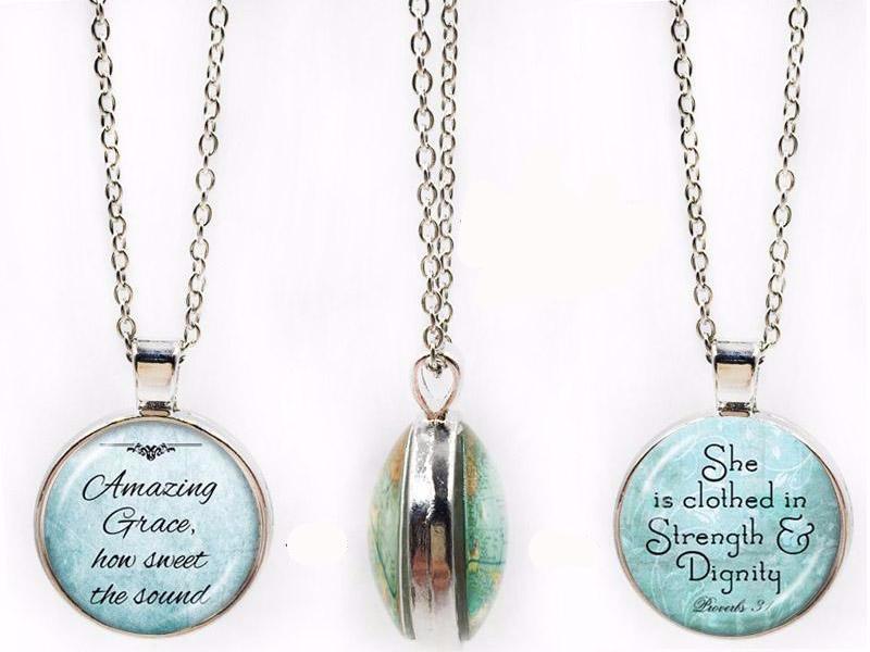 Double-Sided Dome Bible Verse Pendant Jewelry