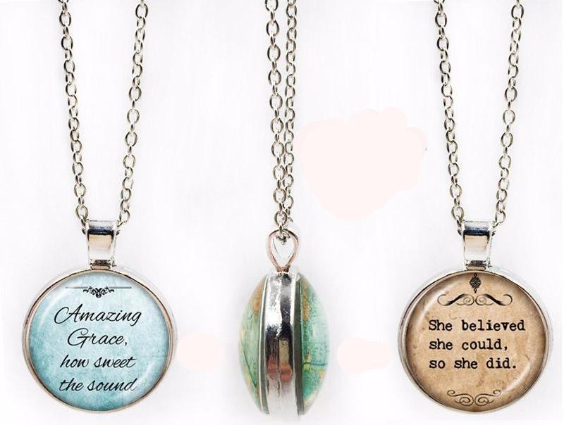 Double-Sided Dome Bible Verse Pendant Jewelry