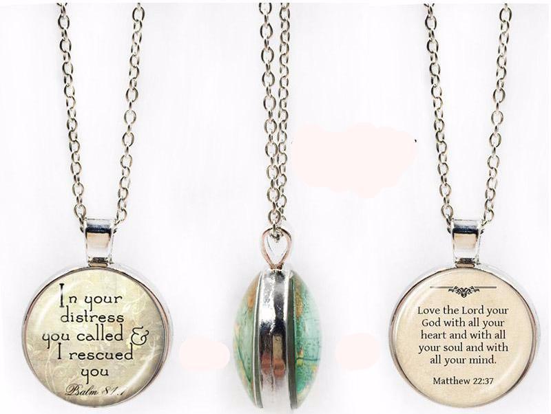 Double-Sided Dome Bible Verse Pendant Jewelry