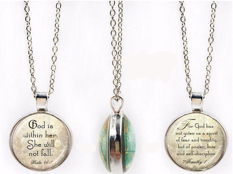 Double-Sided Dome Bible Verse Pendant Jewelry