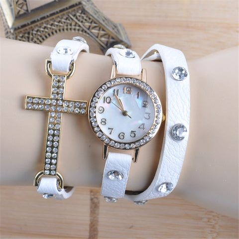 Rhinestone Cross Bracelet Watch