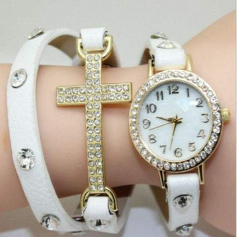Rhinestone Cross Bracelet Watch