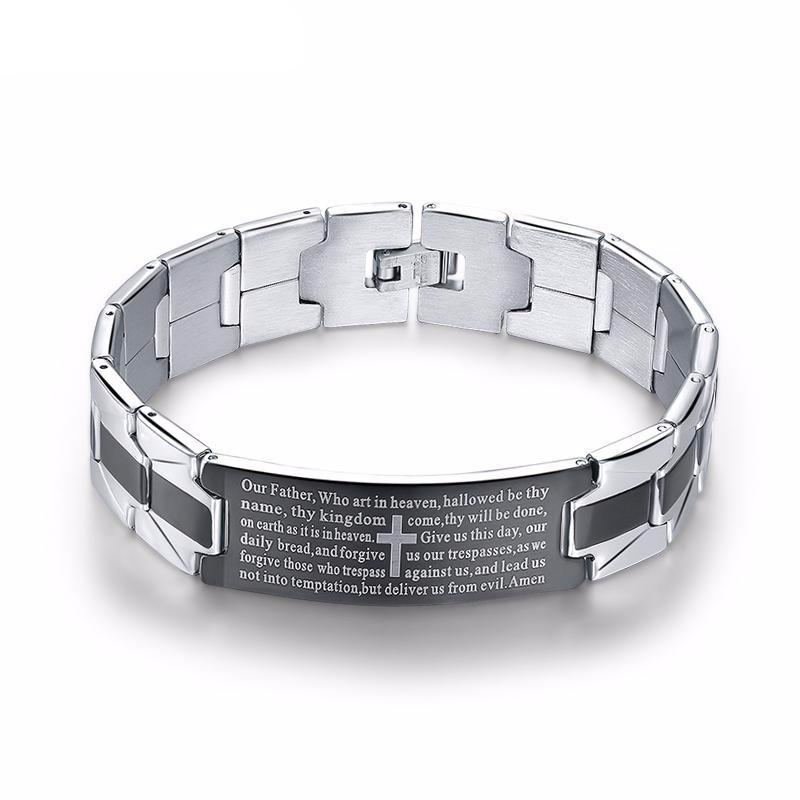 Silver Christian Link Bracelet