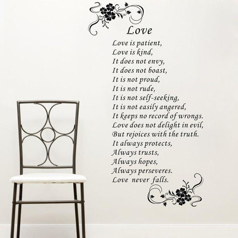 1 Corinthians 13:4-8 Quote Wall Decal