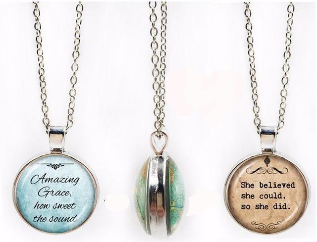 Double-Sided Dome Bible Verse Pendant Jewelry