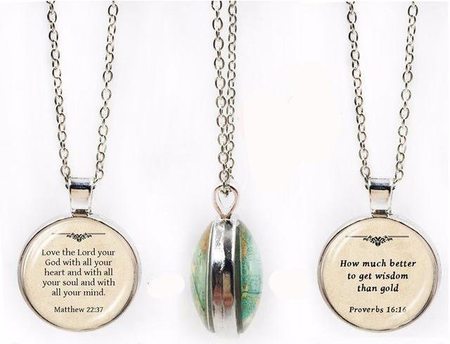 Double-Sided Dome Bible Verse Pendant Jewelry