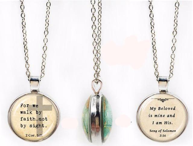 Double-Sided Dome Bible Verse Pendant Jewelry