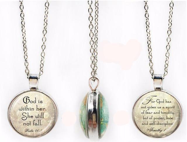 Double-Sided Dome Bible Verse Pendant Jewelry