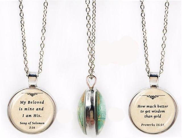 Double-Sided Dome Bible Verse Pendant Jewelry