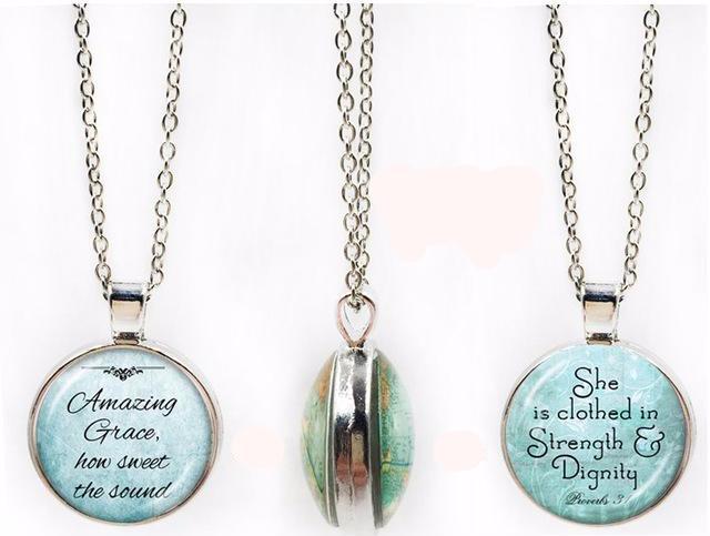 Double-Sided Dome Bible Verse Pendant Jewelry