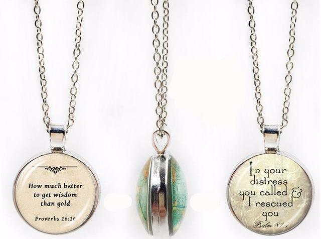 Double-Sided Dome Bible Verse Pendant Jewelry