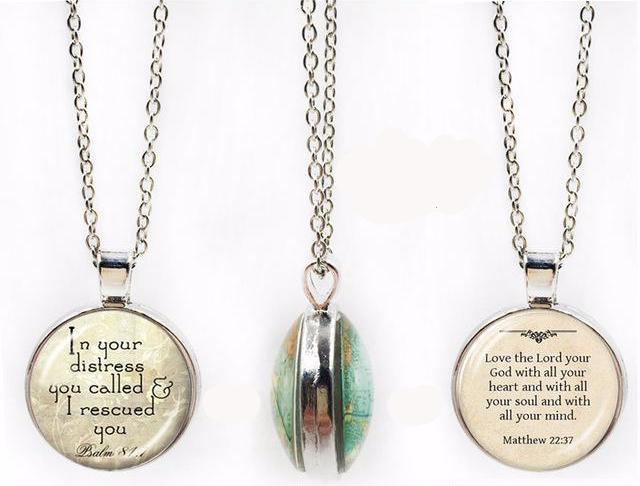 Double-Sided Dome Bible Verse Pendant Jewelry