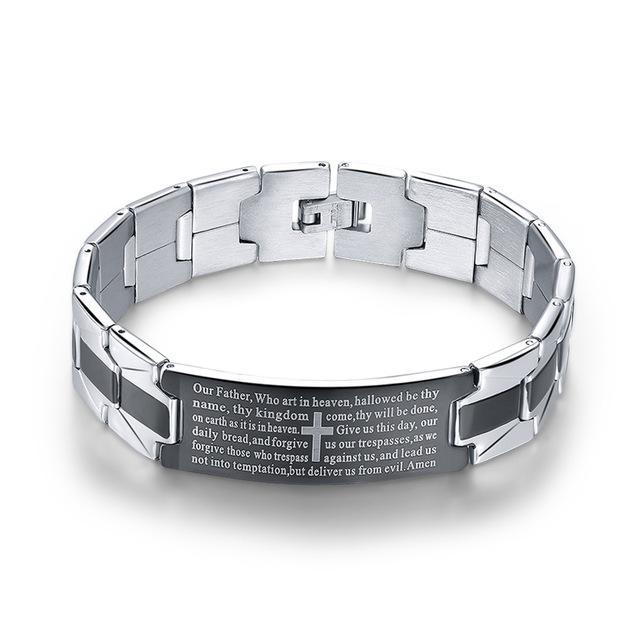 Silver Christian Link Bracelet