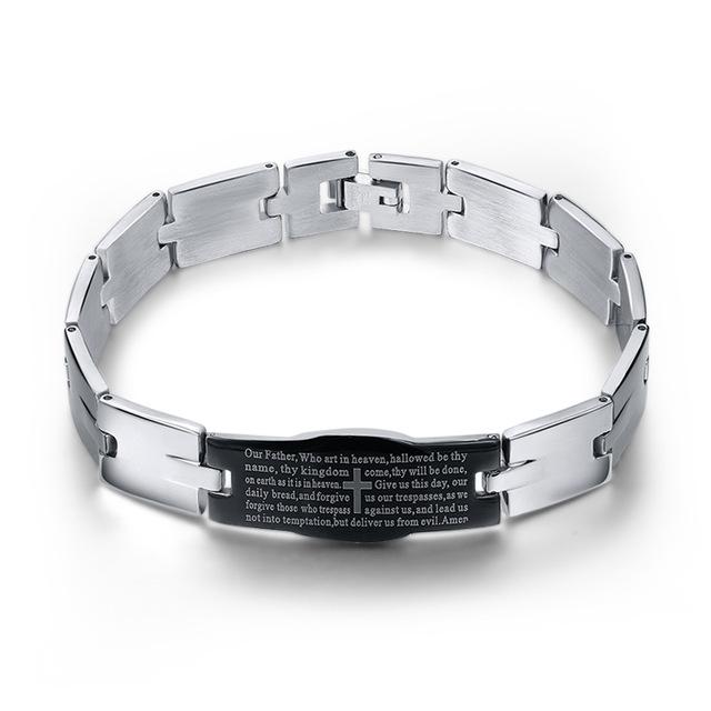 Silver Christian Link Bracelet